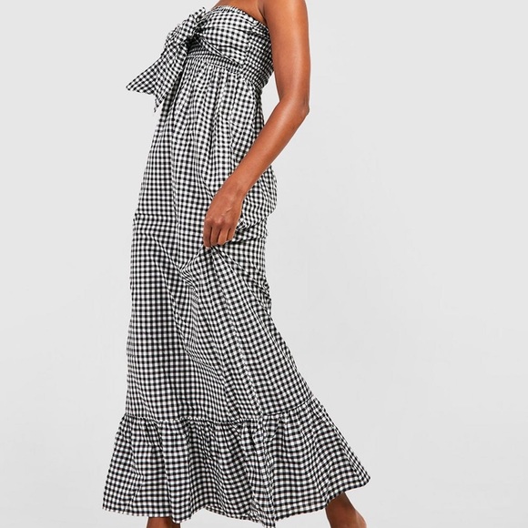 Gingham knot front maxi dress - Picture 2 of 9